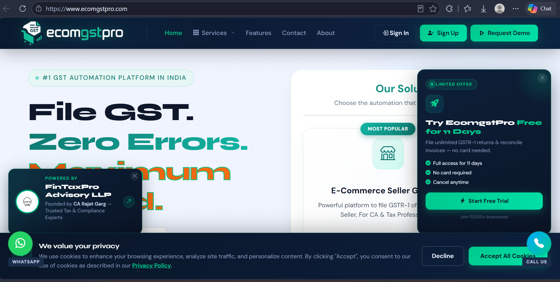 EcomGSTPro dashboard preview